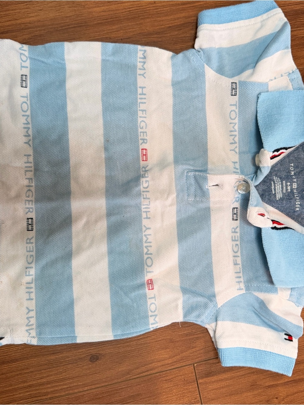Tommy Hilfiger Light Blue & White Striped Polo Shirt
